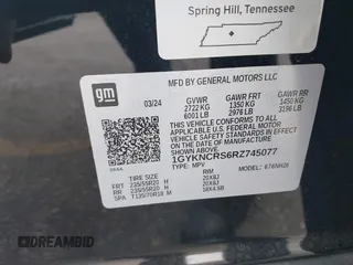 2024 Cadillac XT5 FWD Premium Luxury with VIN 1GYKNCRS6RZ745077, listed as a IAAI auction lot 41247248 with 3,302 mi miles. Bid and sale history available at carsss.com. Image 9.