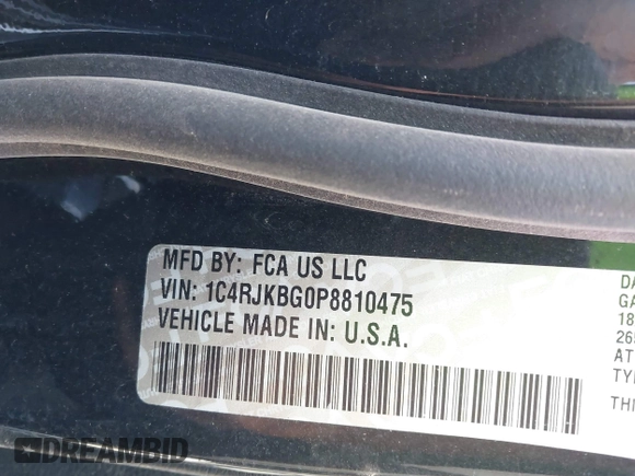 2023 Jeep Grand Cherokee Limited with VIN 1C4RJKBG0P8810475, listed as a IAAI auction lot 41615533 with 28,671 mi miles and . Bid and sale history available at DreamBid. Image 9.