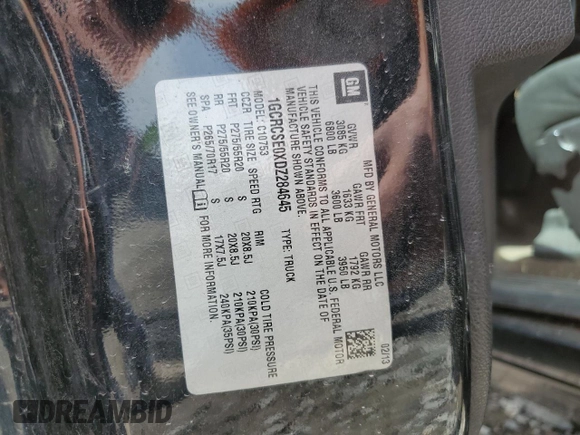 2013 Chevrolet Silverado 1500 LT with VIN 1GCRCSE0XDZ284645, listed as a Copart auction lot 50033945 with 138,053 mi miles and Salvage Title. Bid and sale history available at DreamBid. Image 15.