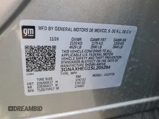 2025 Chevrolet Equinox FWD LT with VIN 3GNAXHEG1SL205294, listed as a Copart auction lot 54738255 with 6,029 mi miles and Clean Title. Bid and sale history available at DreamBid. Image 13.