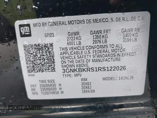 2024 Chevrolet Blazer RS z VIN 3GNKBKRS1RS122026, wystawiony jako IAAI lot #42097109 z przebiegiem 7280 mil mil oraz . Historia ofert i sprzedaży dostępna na DreamBid. Obrazek 9.