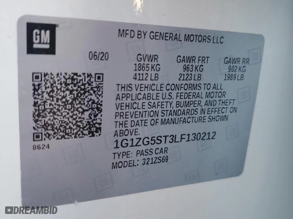 2020 Chevrolet Malibu RS with VIN 1G1ZG5ST3LF130212, listed as a Copart auction lot 47525885 with 50,659 mi miles and Salvage Title. Bid and sale history available at carsss.com. Image 12.