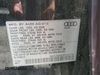 2014 Audi Q7 Premium Plus с VIN WA1LMAFE2ED003793, выставлен на аукционе Copart как лот 61477235 с пробегом 172 459 миль миль и Чистый • Clean title. История ставок и продаж доступна на DreamBid. Изображение 13.