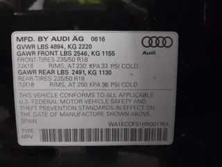 2017 Audi Q3 Premium with VIN WA1ECCFS1HR001764, listed as a IAAI auction lot 41913377 with 1 mi miles. Bid and sale history available at carsss.com. Image 9.