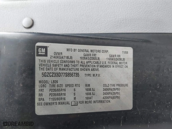 2007 Saturn VUE I4 with VIN 5GZCZ33D77S856735, listed as a IAAI auction lot 41339272 with 128,434 mi miles. Bid and sale history available at carsss.com. Image 9.
