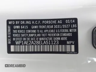 2014 Porsche Cayenne S Hybrid with VIN WP1AE2A28ELA51123, listed as a IAAI auction lot 42091475 with 41,341 mi miles and . Bid and sale history available at DreamBid. Image 9.