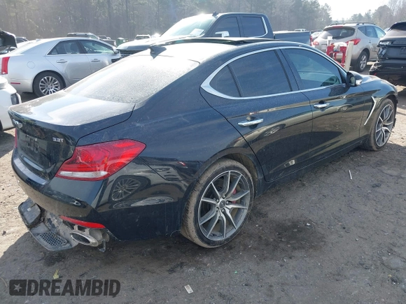 2021 Genesis G70 3.3T with VIN KMTG74LE8MU071424, listed as a IAAI auction lot 41646686 with 23,487 mi miles. Bid and sale history available at carsss.com. Image 4.
