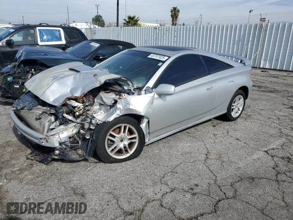 2002 Toyota Celica GT with VIN JTDDR32T420119754, listed as a Copart auction lot 43757025 with 81,490 mi miles and Salvage Title. Bid and sale history available at carsss.com. Image 1.