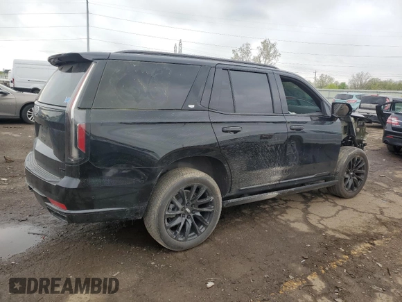 2023 Cadillac Escalade 4WD Sport with VIN 1GYS4FKL1PR258793, listed as a Copart auction lot 55128535 with 35,331 mi miles and Salvage title. Bid and sale history available at DreamBid. Image 3.