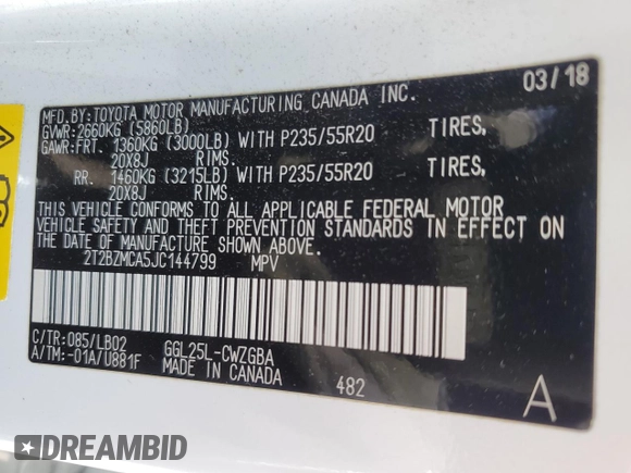 2018 Lexus RX 350 z VIN 2T2BZMCA5JC144799, wystawiony jako Copart lot #57553445 z przebiegiem 59 682 mil mil oraz Szkoda całkowita • Salvage title. Historia ofert i sprzedaży dostępna na DreamBid. Obrazek 13.