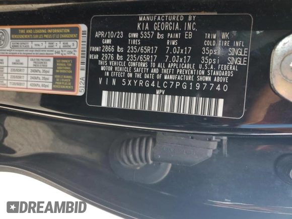 2023 Kia Sorento LX with VIN 5XYRG4LC7PG197740, listed as a Copart auction lot 48321105 with 91,714 mi miles and Salvage Title. Bid and sale history available at carsss.com. Image 14.