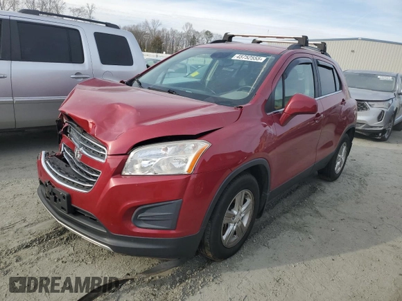 2015 Chevrolet Trax LT with VIN KL7CJLSB4FB099233, listed as a Copart auction lot 45752555 with 78,326 mi miles and Salvage Title. Bid and sale history available at carsss.com. Image 1.