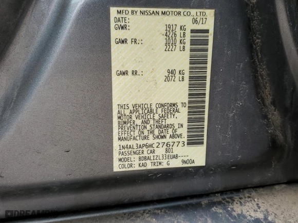 2017 Nissan Altima 2.5 SR with VIN 1N4AL3AP6HC276773, listed as a Copart auction lot 51334915 with 125,846 mi miles and Salvage Title. Bid and sale history available at carsss.com. Image 12.