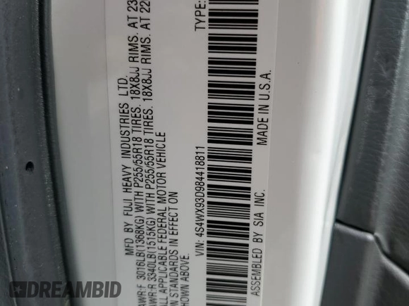 2008 Subaru Tribeca Limited z VIN 4S4WX93D984418811, wystawiony jako Copart lot #88897095 z przebiegiem 105 356 mil mil oraz Szkoda całkowita • Salvage title. Historia ofert i sprzedaży dostępna na DreamBid. Obrazek 12.