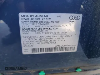 2021 Audi e-tron Sportback Prestige z VIN WA13AAGE8MB037626, wystawiony jako Copart lot #69024824 z przebiegiem 21 649 mil mil oraz Szkoda całkowita • Salvage title. Historia ofert i sprzedaży dostępna na DreamBid. Obrazek 14.