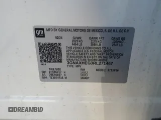 2024 Chevrolet Equinox LS with VIN 3GNAXHEG3RL271467, listed as a Copart auction lot 46287595 with 25,465 mi miles and Salvage Title. Bid and sale history available at DreamBid. Image 16.
