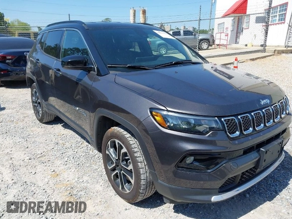 2024 Jeep Compass Limited with VIN 3C4NJDCNXRT596574, listed as a IAAI auction lot 42011912 with 32,085 mi miles and . Bid and sale history available at carsss.com. Image 1.