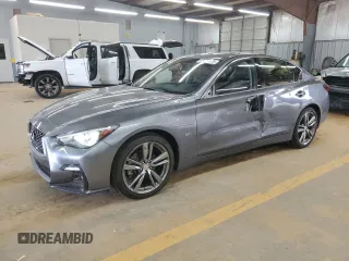 2019 Infiniti Q50 Luxe with VIN JN1EV7AR9KM591571, listed as a Copart auction lot 61782675 with 38,544 mi miles and Salvage title. Bid and sale history available at DreamBid. Image 1.