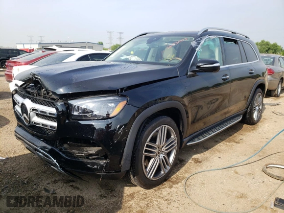 2021 Mercedes-Benz GLS with VIN 4JGFF5KEXMA476900, listed as a Copart auction lot 56831003 with 24,262 mi miles. Bid and sale history available at carsss.com. Image 1.
