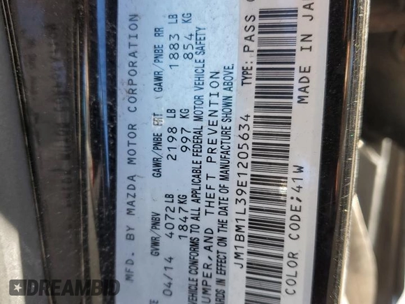 2014 Mazda 3 S Touring with VIN JM1BM1L39E1205634, listed as a Copart auction lot 42619665 with 118,100 mi miles and Salvage Title. Bid and sale history available at DreamBid. Image 12.