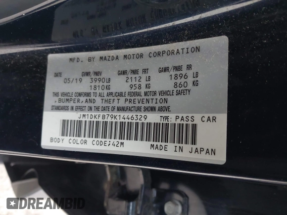 2019 Mazda CX-3 Sport with VIN JM1DKFB79K1446329, listed as a IAAI auction lot 41089506 with 90,332 mi miles. Bid and sale history available at carsss.com. Image 9.