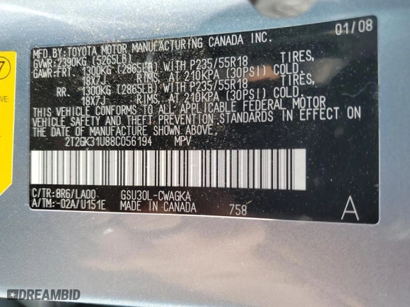 2008 Lexus RX 350 with VIN 2T2GK31U88C056194, listed as a Copart auction lot 49104665 with 104,930 mi miles and Salvage Title. Bid and sale history available at carsss.com. Image 15.