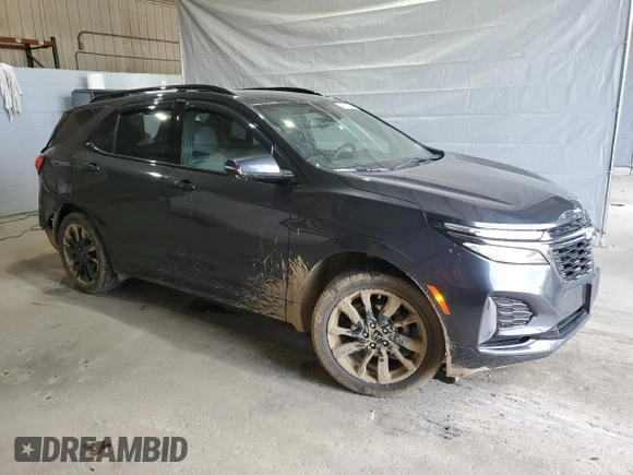 2023 Chevrolet Equinox RS with VIN 3GNAXWEG2PS109062, listed as a Copart auction lot 52000405 with 20,879 mi miles and Salvage title. Bid and sale history available at DreamBid. Image 4.