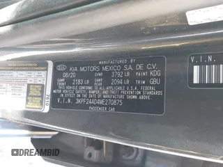 2021 Kia Forte LXS with VIN 3KPF24AD4ME270875, listed as a IAAI auction lot 41355744 with 43,640 mi miles. Bid and sale history available at carsss.com. Image 9.