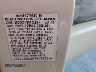 1999 Isuzu Trooper S z VIN JACDJ58X3X7917365, wystawiony jako Copart lot #76065174 z przebiegiem 228 254 mil mil oraz Szkoda całkowita • Salvage title. Historia ofert i sprzedaży dostępna na DreamBid. Obrazek 13.