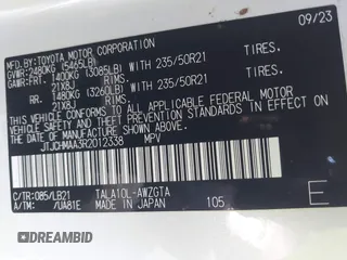2024 Lexus RX 350 with VIN JTJCHMAA3R2012338, listed as a IAAI auction lot 42195076 with 22,993 mi miles and . Bid and sale history available at DreamBid. Image 9.