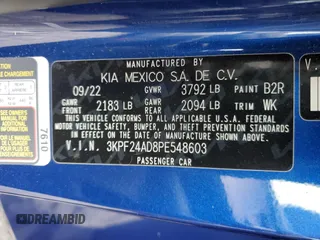 2023 Kia Forte LXS with VIN 3KPF24AD8PE548603, listed as a Copart auction lot 43934765 with 43,237 mi miles and Salvage Title. Bid and sale history available at carsss.com. Image 13.