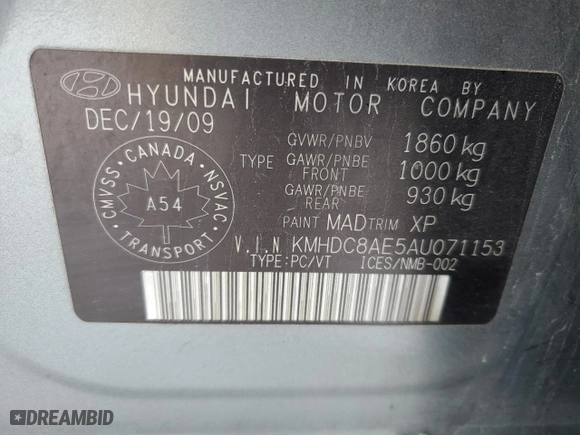 2010 Hyundai Elantra Touring SE with VIN KMHDC8AE5AU071153, listed as a Copart auction lot 85696194 with 222,510 mi miles and Clean Title. Bid and sale history available at carsss.com. Image 12.