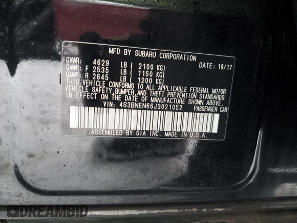 2018 Subaru Legacy Limited with VIN 4S3BNEN66J3021052, listed as a Copart auction lot 43424525 with 89,293 mi miles and Salvage Title. Bid and sale history available at carsss.com. Image 12.