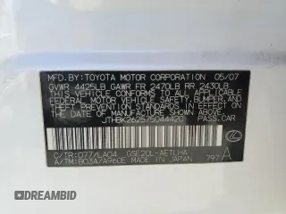 2007 Lexus IS 250 z VIN JTHBK262575044420, wystawiony jako Copart lot #55859195 z przebiegiem 155 623 mil mil oraz Szkoda całkowita • Salvage title. Historia ofert i sprzedaży dostępna na DreamBid. Obrazek 12.
