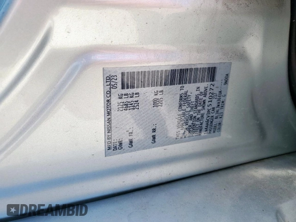 2023 Nissan Maxima SV z VIN 1N4AA6CV3PC510272, wystawiony jako Copart lot #56711595 z przebiegiem 41 475 mil mil oraz Szkoda całkowita • Salvage title. Historia ofert i sprzedaży dostępna na DreamBid. Obrazek 12.