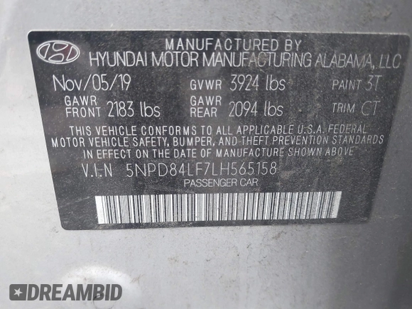 2020 Hyundai Elantra Value Edition z VIN 5NPD84LF7LH565158, wystawiony jako IAAI lot #41059906 z przebiegiem 116 267 mil mil oraz . Historia ofert i sprzedaży dostępna na DreamBid. Obrazek 9.
