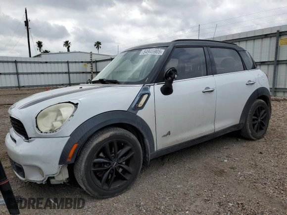 2013 MINI Countryman S ALL4 with VIN WMWZC5C51DWP34357, listed as a Copart auction lot 54945905 with 125,355 mi miles and Salvage title. Bid and sale history available at DreamBid. Image 1.