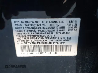 2014 Acura MDX Tech Pkg with VIN 5FRYD3H49EB018603, listed as a IAAI auction lot 41838016 with 203,609 mi miles. Bid and sale history available at carsss.com. Image 9.