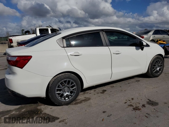 2014 Kia Rio LX with VIN KNADM4A35E6346018, listed as a Copart auction lot 85544104 with 76,455 mi miles and Salvage Title. Bid and sale history available at carsss.com. Image 3.