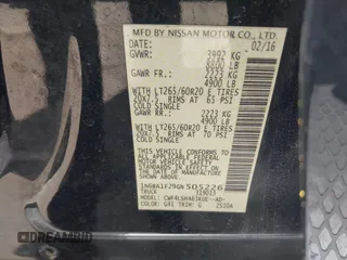 2016 Nissan Titan Platinum Reserve z VIN 1N6BA1F29GN505226, wystawiony jako IAAI lot #42016948 z przebiegiem 176 821 mil mil oraz . Historia ofert i sprzedaży dostępna na DreamBid. Obrazek 9.