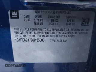 2013 Chevrolet Volt with VIN 1G1RE6E47DU125883, listed as a IAAI auction lot 42149747 with 184,702 mi miles and . Bid and sale history available at carsss.com. Image 9.