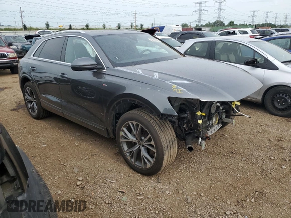 2023 Audi Q8 Premium Plus with VIN WA1EVBF12PD035302, listed as a Copart auction lot 64756094 with 8,615 mi miles and Salvage title. Bid and sale history available at DreamBid. Image 4.