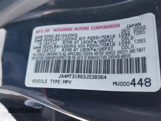 2003 Mitsubishi Montero Sport XLS with VIN JA4MT31R63J038364, listed as a IAAI auction lot 41683134 with 171,504 mi miles. Bid and sale history available at carsss.com. Image 9.