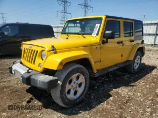 2015 Jeep Wrangler Unlimited Sahara with VIN 1C4HJWEG7FL593355, listed as a Copart auction lot 56784425 with 74,498 mi miles and Salvage title. Bid and sale history available at DreamBid. Image 1.