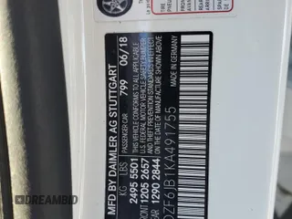 2019 Mercedes-Benz E 450 with VIN WDDZF6JB1KA491755, listed as a Copart auction lot 88234265 with 84,465 mi miles and Salvage Title. Bid and sale history available at DreamBid. Image 12.