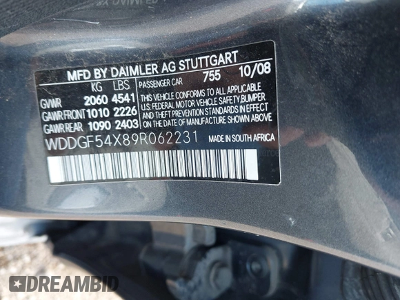 2009 Mercedes-Benz C 300 Sport с VIN WDDGF54X89R062231, выставлен на аукционе IAAI как лот 42593774 с пробегом 150 393 миль миль и . История ставок и продаж доступна на DreamBid. Изображение 9.