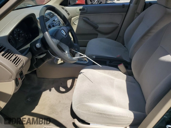 2001 Honda Civic LX with VIN 2HGES16501H606650, listed as a Copart auction lot 52537465 with 199,341 mi miles and Salvage Title. Bid and sale history available at carsss.com. Image 7.