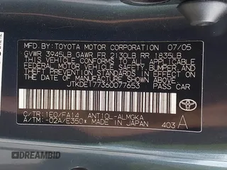 2006 Scion tC z VIN JTKDE177360077653, wystawiony jako IAAI lot #42258872 z przebiegiem 92 187 mil mil oraz . Historia ofert i sprzedaży dostępna na DreamBid. Obrazek 9.