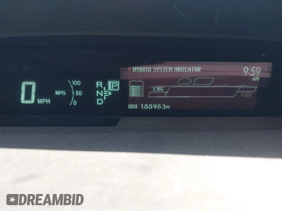 2013 Toyota Prius One with VIN JTDKN3DU7D1734725, listed as a IAAI auction lot 41702527 with 188,983 mi miles. Bid and sale history available at carsss.com. Image 15.