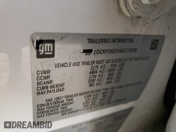 2021 Chevrolet Silverado 1500 LT with VIN 1GCRYDEDXMZ379058, listed as a Copart auction lot 52102445 with 73,293 mi miles and Clean Title. Bid and sale history available at DreamBid. Image 12.